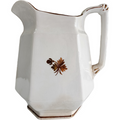 8" Anthony Shaw Tea Leaf Copper Band White Ironstone Pitcher Jug