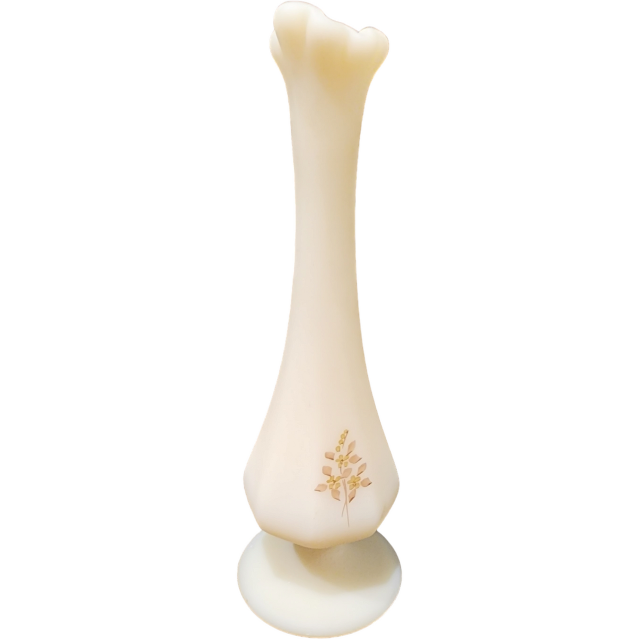 8" Fenton Chocolate Roses On Cameo Bud Vase