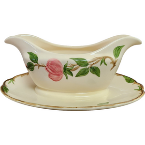 8" Franciscan Desert Rose Gravy Boat with Attached Underplate USA Backstamp