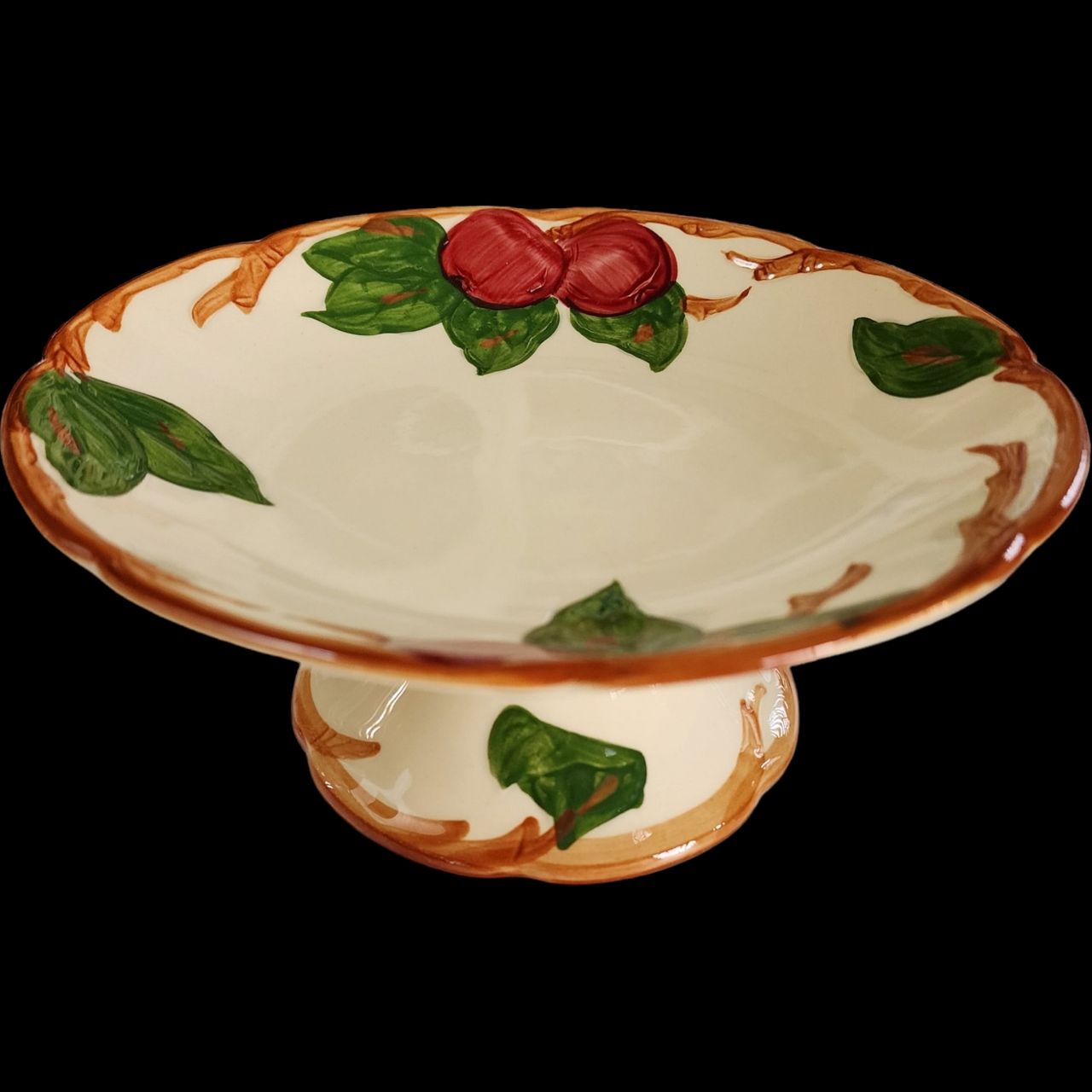8" Franciscan Gladding McBean Apple Round Compote USA Backstamp