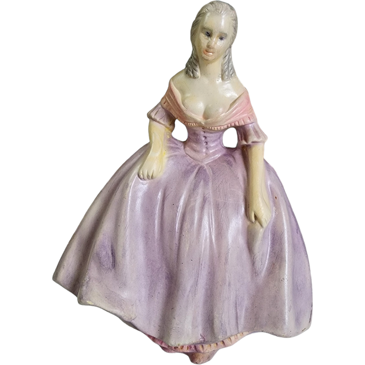 8" Holland Mold Ceramic Girl Wearing Pale Violet Dress Figurine