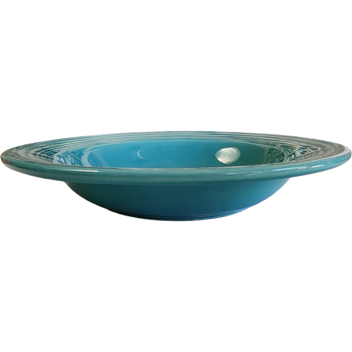 8" Homer Laughlin Kitchen Kraft Fiesta Turquoise Rim Soup Bowl