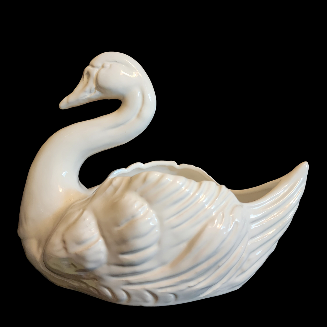8" Vintage Large Porcelain Swan Planter