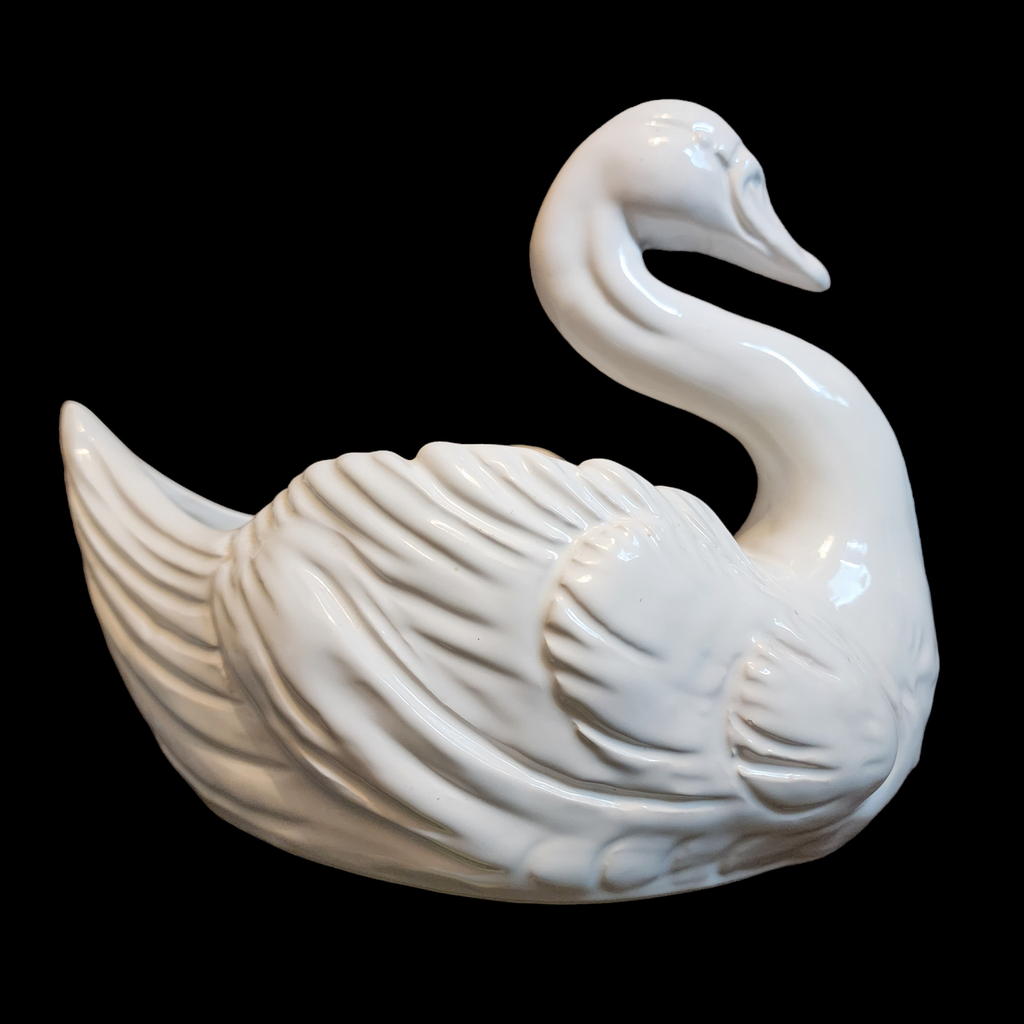 8" Vintage Large Porcelain Swan Planter