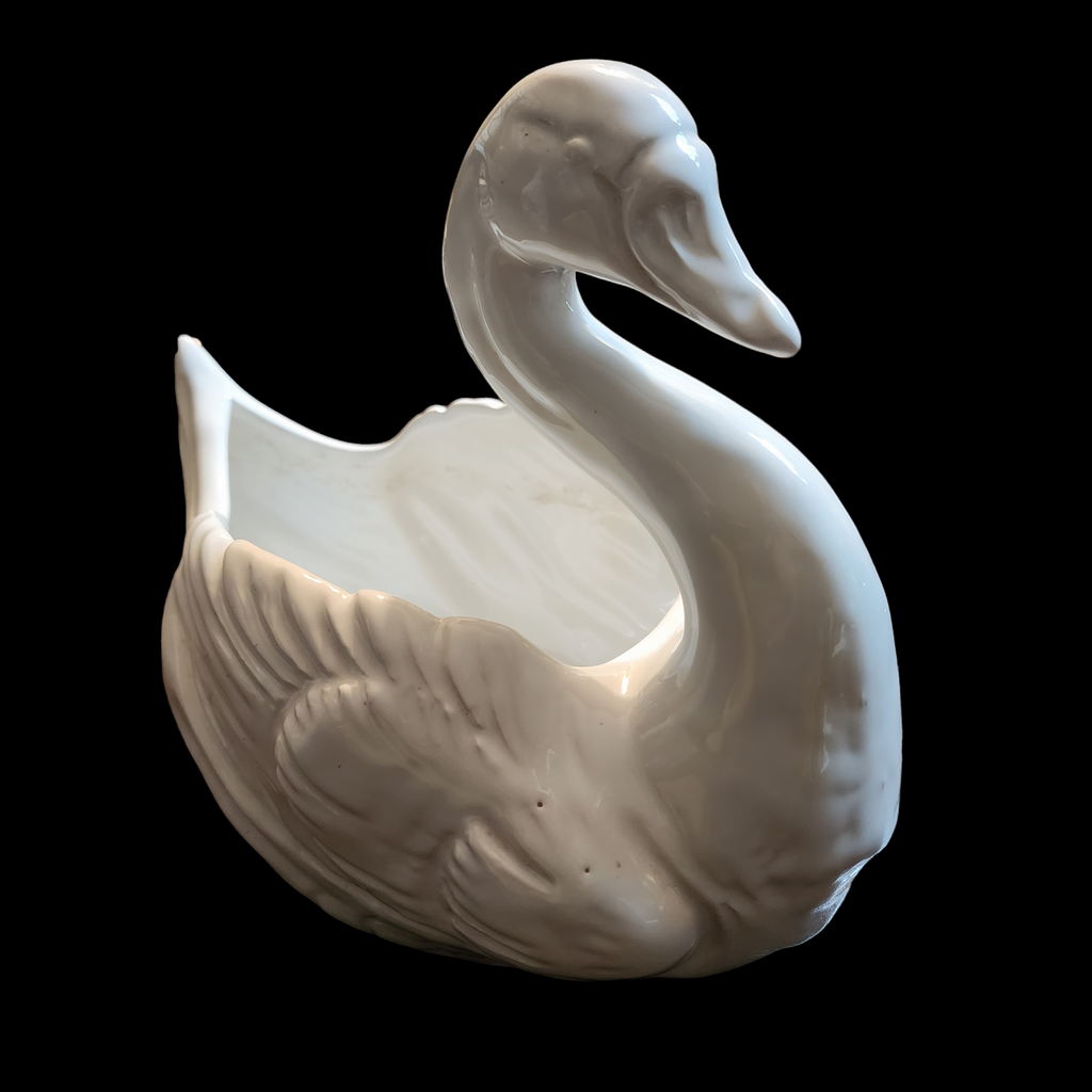 8" Vintage Large Porcelain Swan Planter