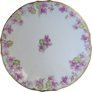 8" Limoges Elite Hand Painted Purple Violets Gold Trim Plate France