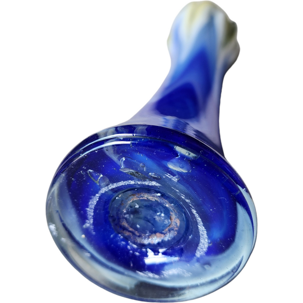 8" Murano Crystal Art Glass Blue Fade Stretched Hand Blown Bud Vase
