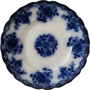 8" New Wharf Waldorf Flow Blue Fan Embossed Edge Salad Plate
