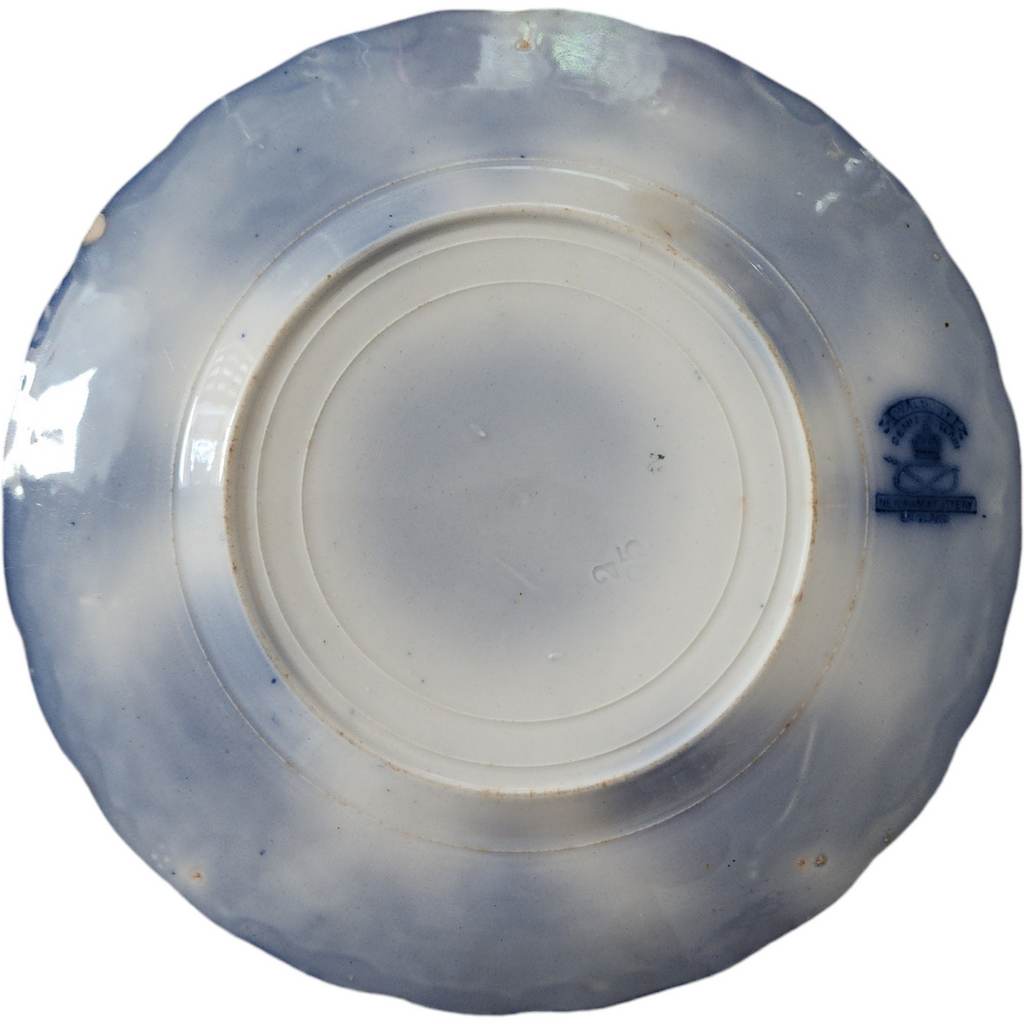 8" New Wharf Waldorf Flow Blue Fan Embossed Edge Salad Plate
