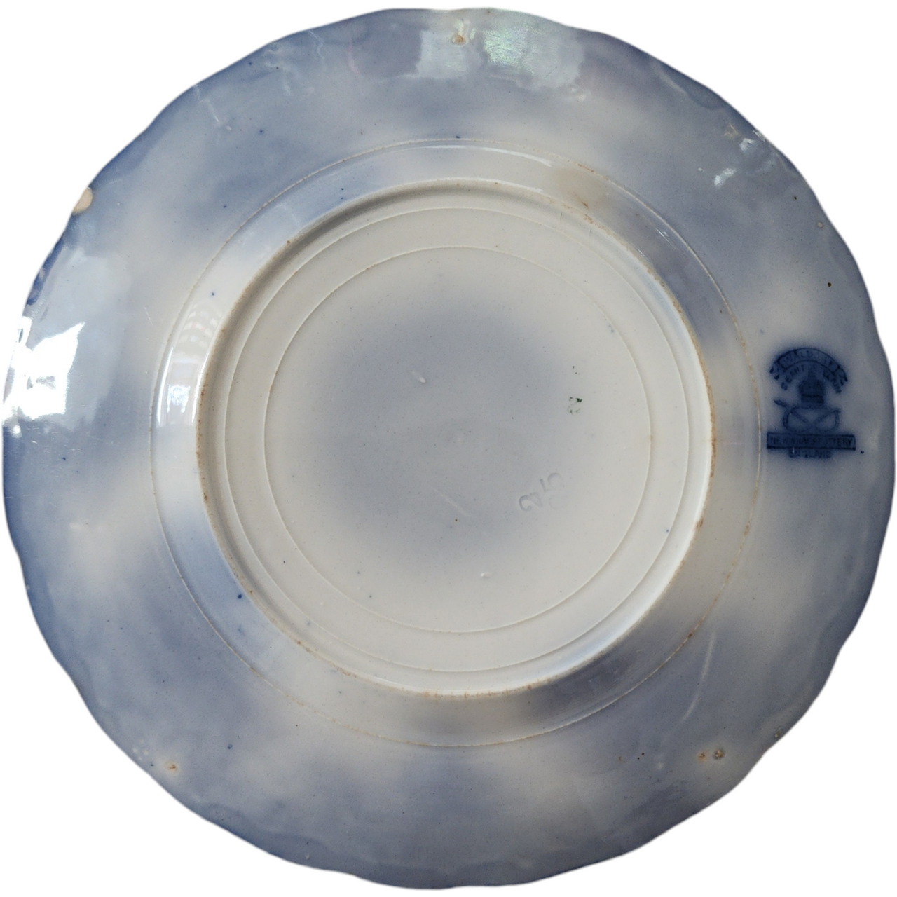 8" New Wharf Waldorf Flow Blue Fan Embossed Edge Salad Plate