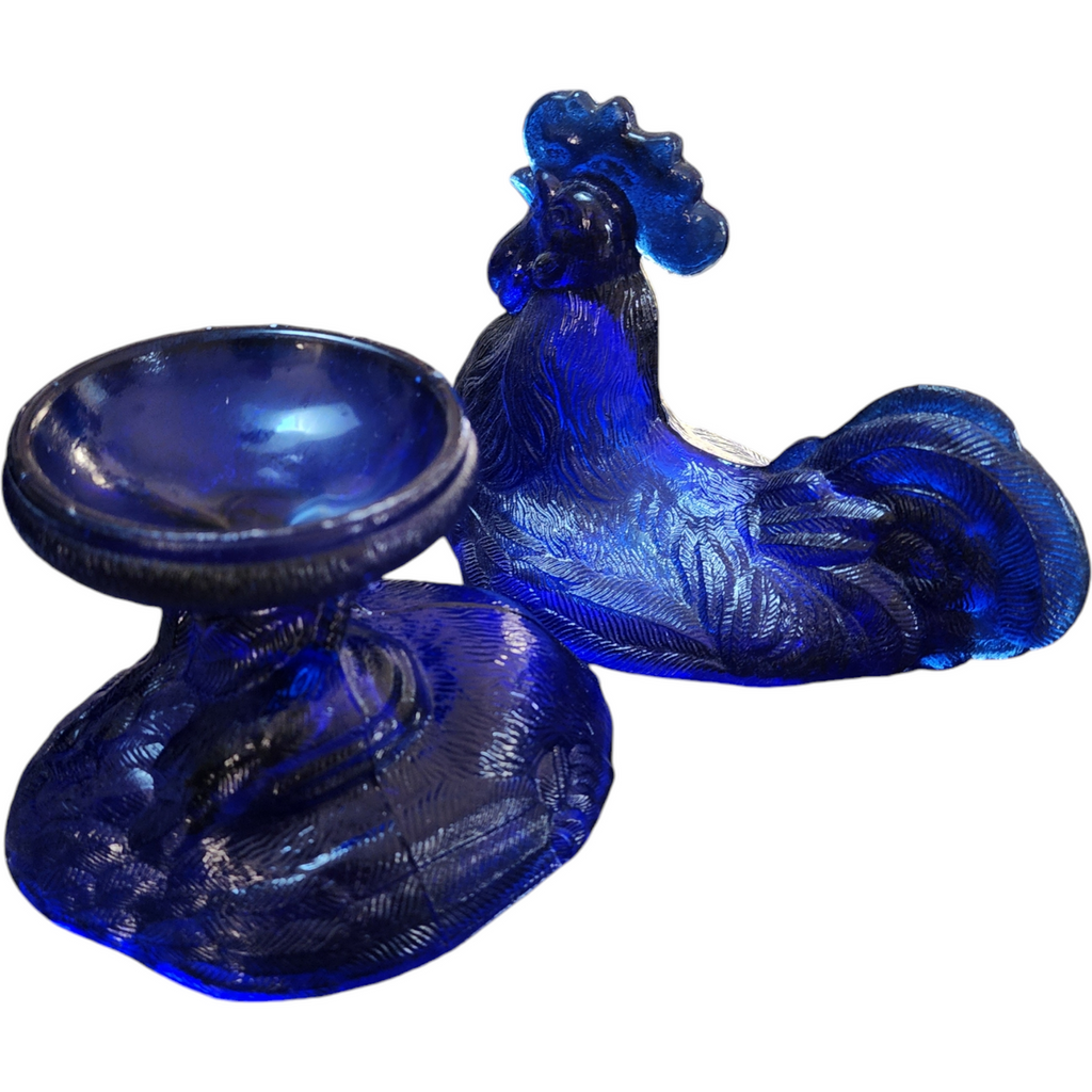 8" Westmoreland Cobalt Blue Standing Rooster with Lid Figurine Candy Dish
