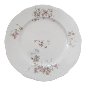 9" Syracuse China Purple Floral Sprigs & Embossed Rim Luncheon Plate