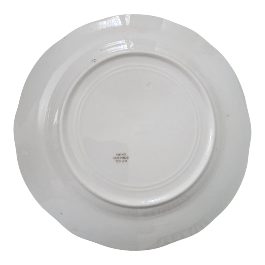 9" Syracuse China Purple Floral Sprigs & Embossed Rim Luncheon Plate