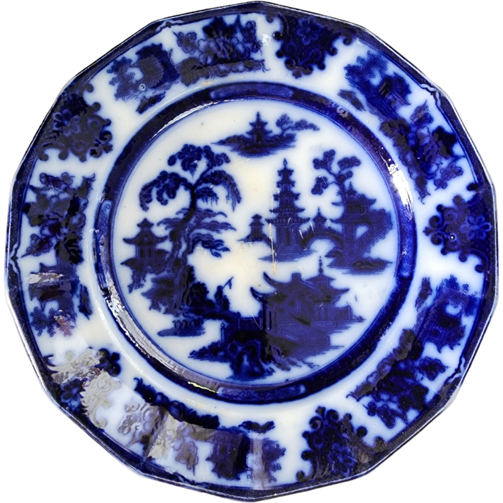 9" Adams China Tonquin Flow Blue Flowers Oriental No Trim Dinner Plate