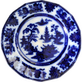 9" Adams China Tonquin Flow Blue Flowers Oriental No Trim Dinner Plate