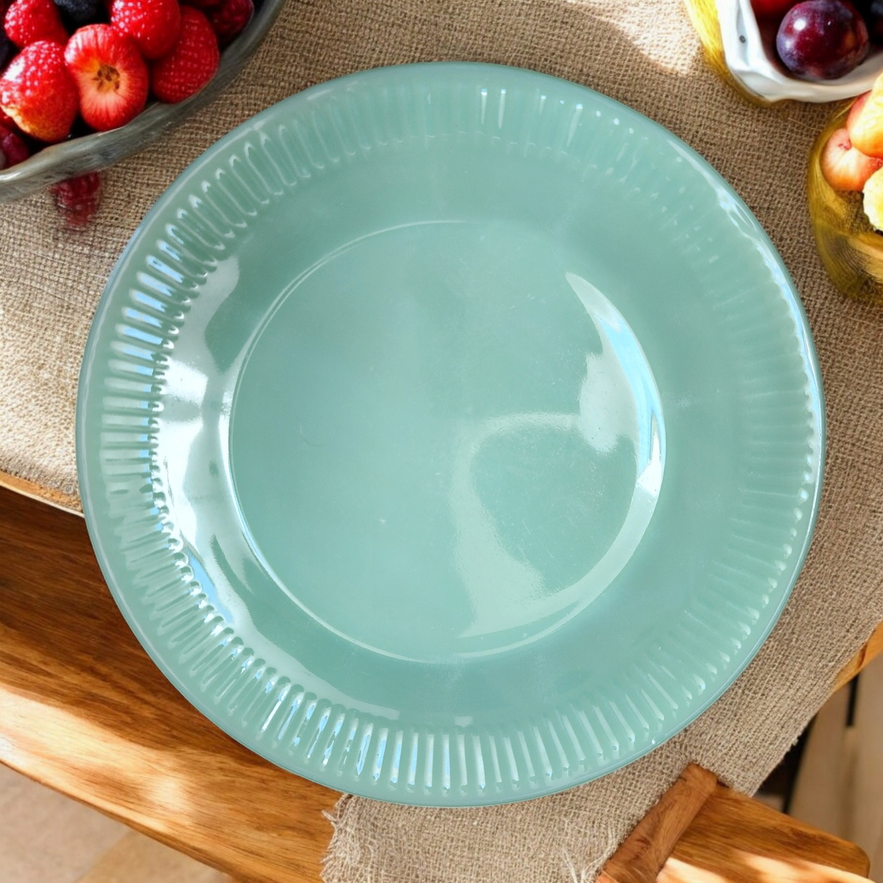 9" Anchor Hocking Jane Ray Jade Ite Glassware Dinner Plate