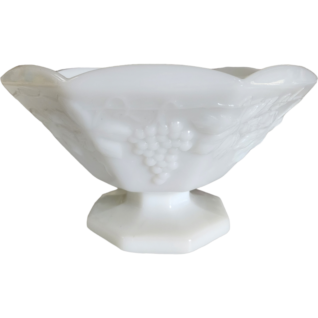 9" Anchor Hocking Vintage Milk Glass Footed Bowl