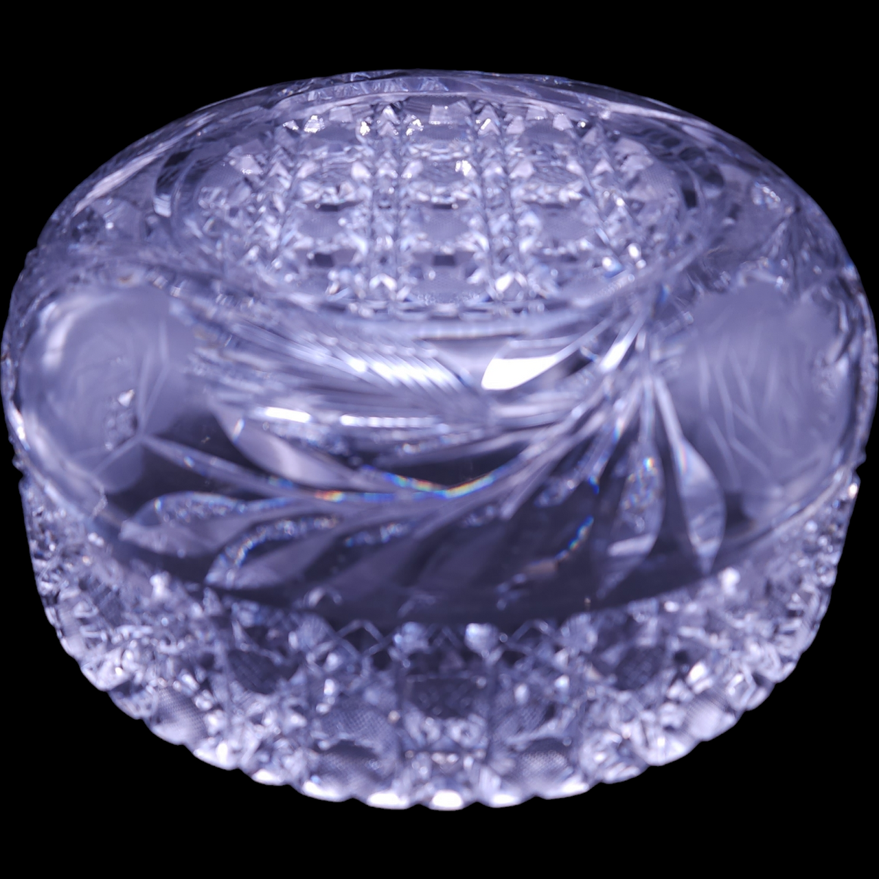 9" Antique ABP American Brilliant Cut Clear Crystal Round Dish Bowl