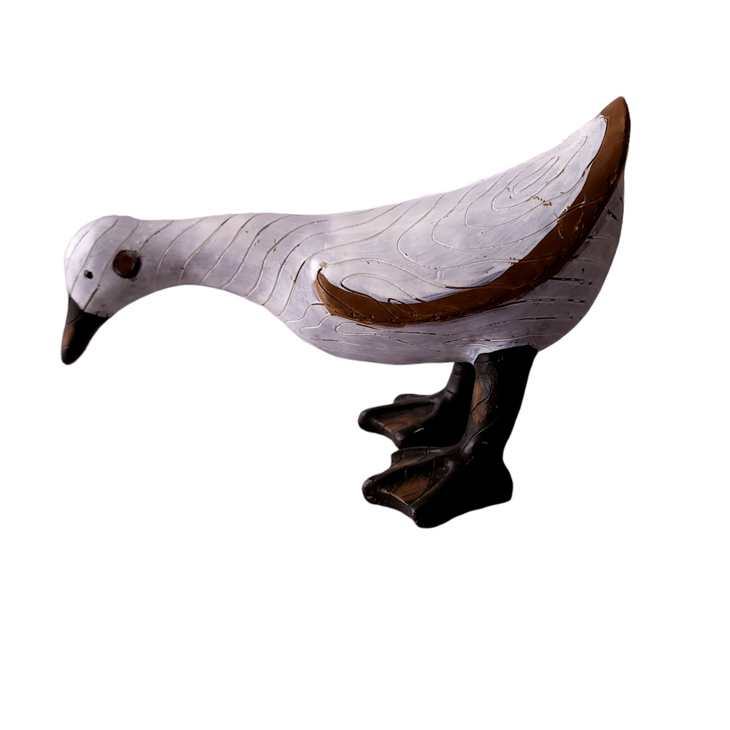 9" Antique Hand Carved Wood Duck Figurine