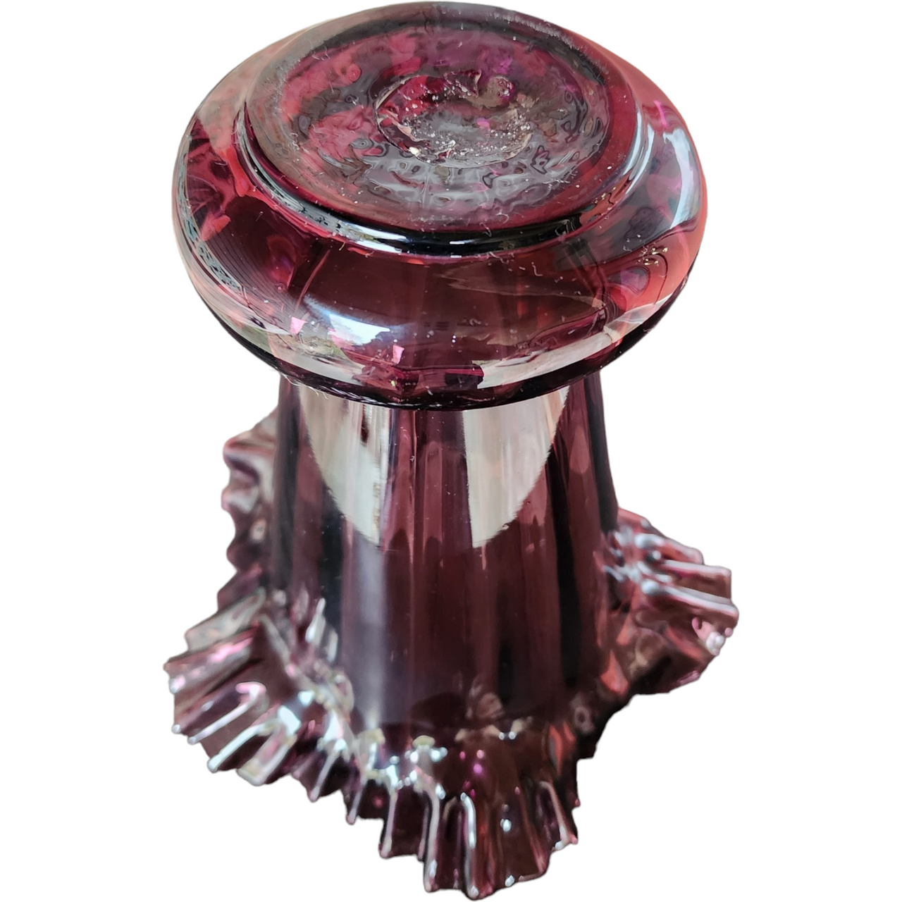 9" Beacon Glass Company Amethyst Giftware Crimped Vase