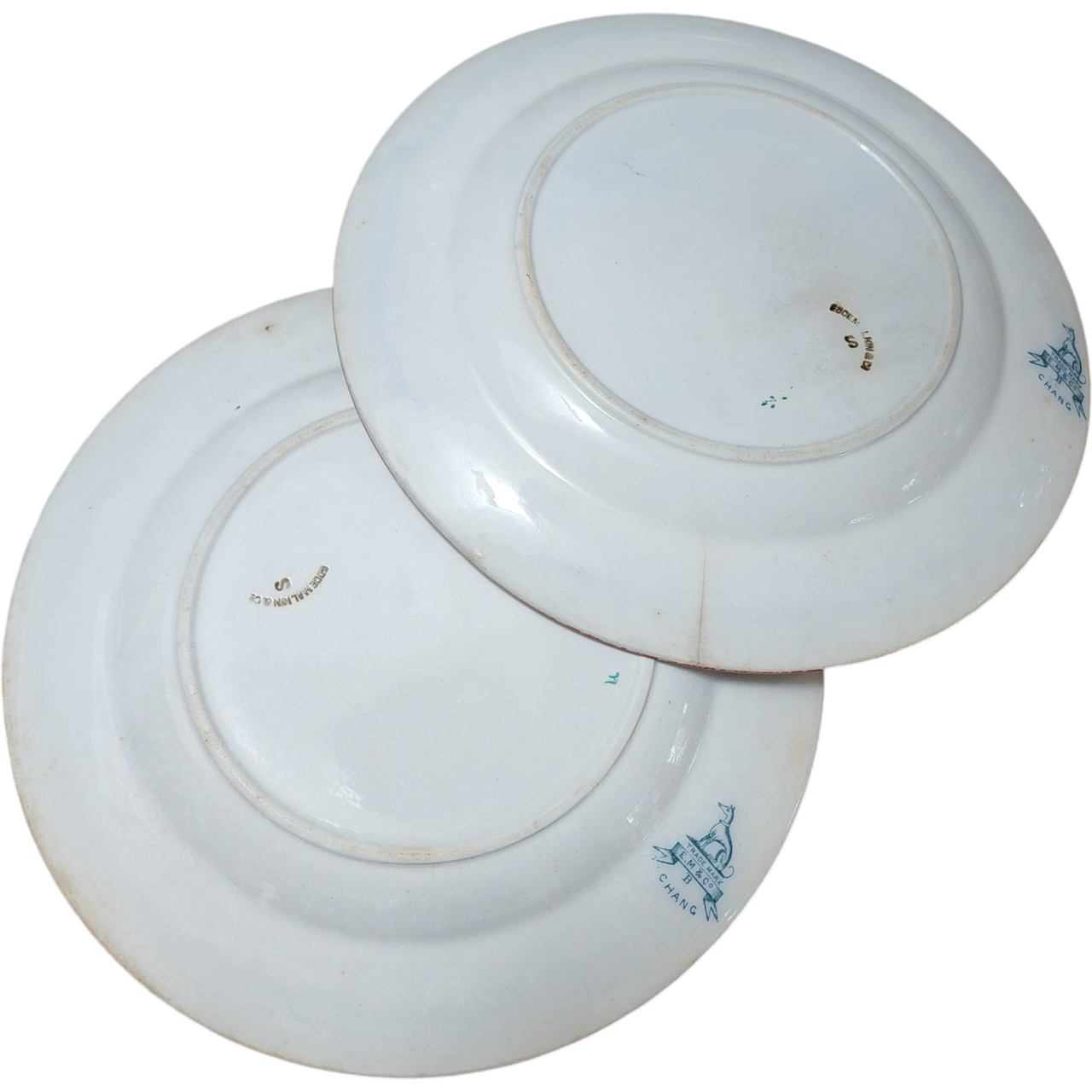 9" Edge Malkin & Co Chang White Chinoiserie Dinner Plate Set of Two