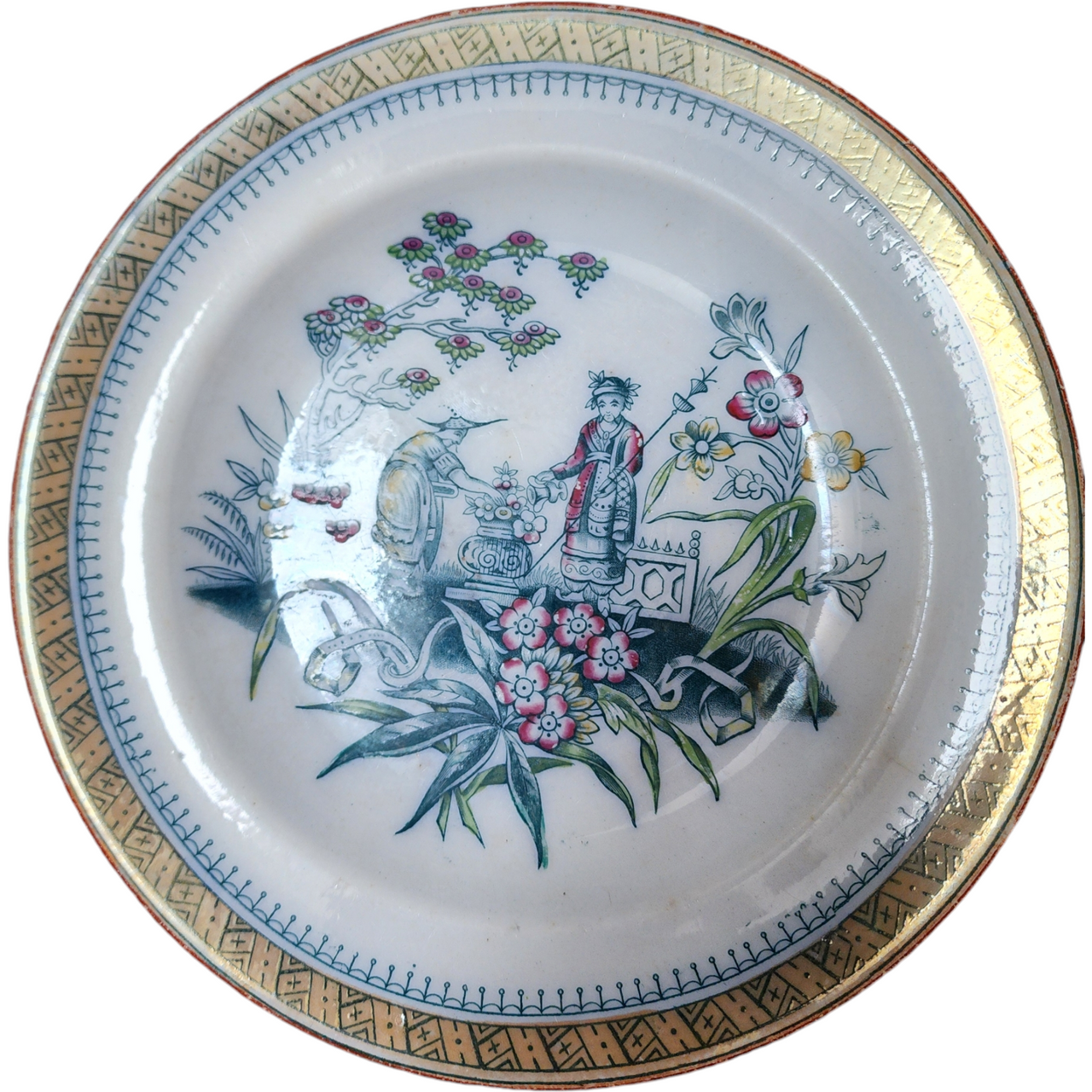 9" Edge Malkin & Co Chang White Chinoiserie Dinner Plate Set of Two