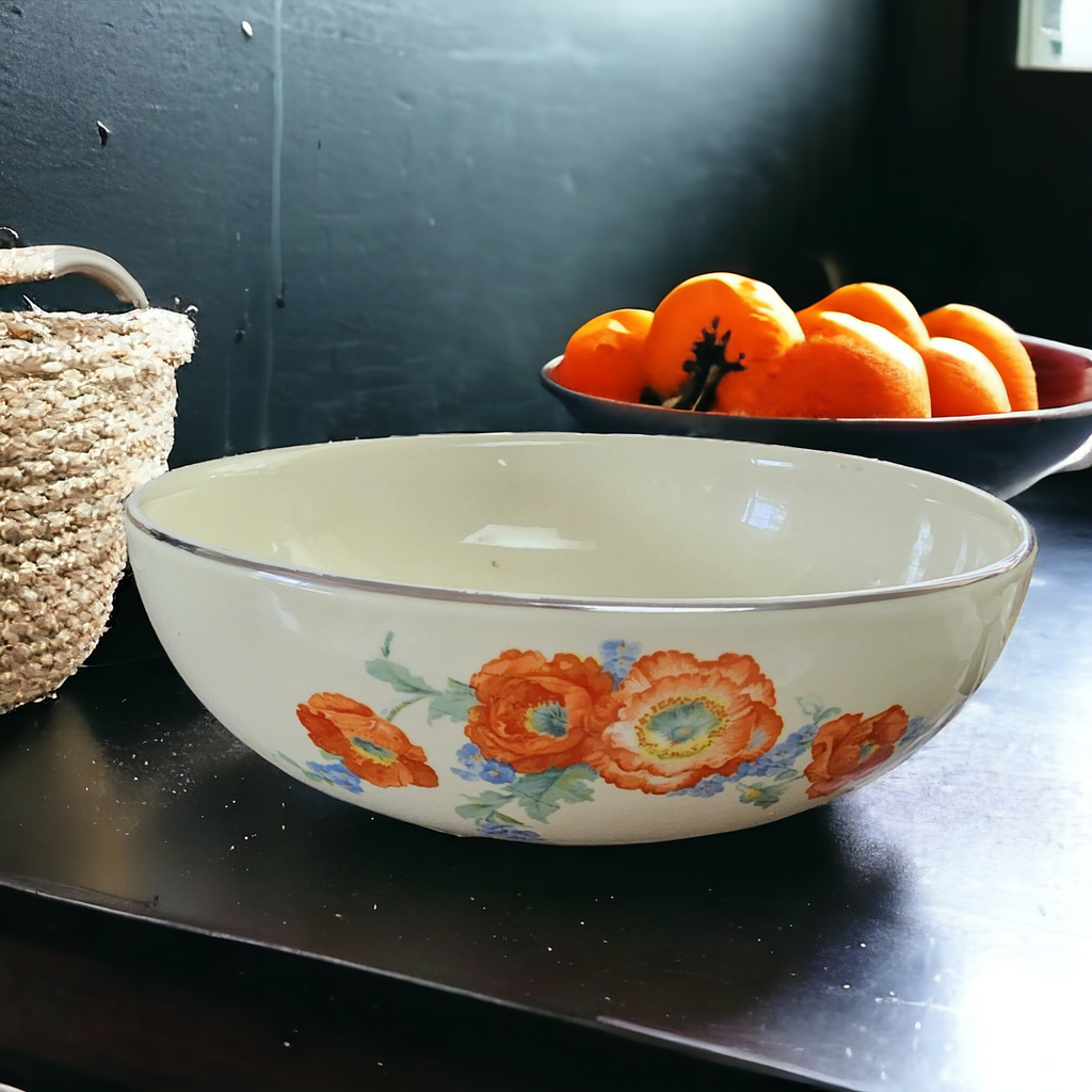 9" Hall Orange Poppy Round Vegetable Bowl