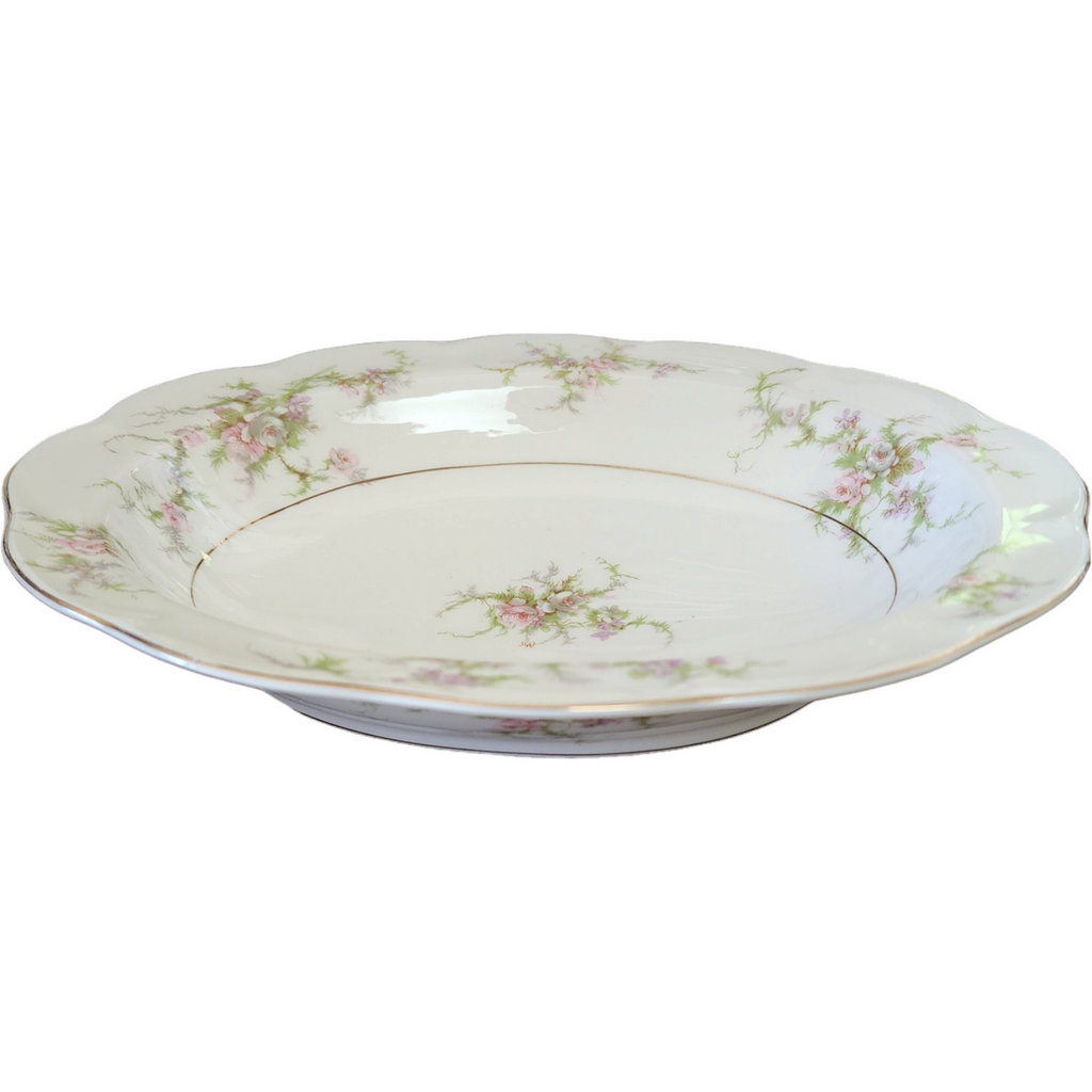 9" Haviland Rosalinde New York Scallop Pink, Lavender & White Flowers Oval Vegetable Bowl