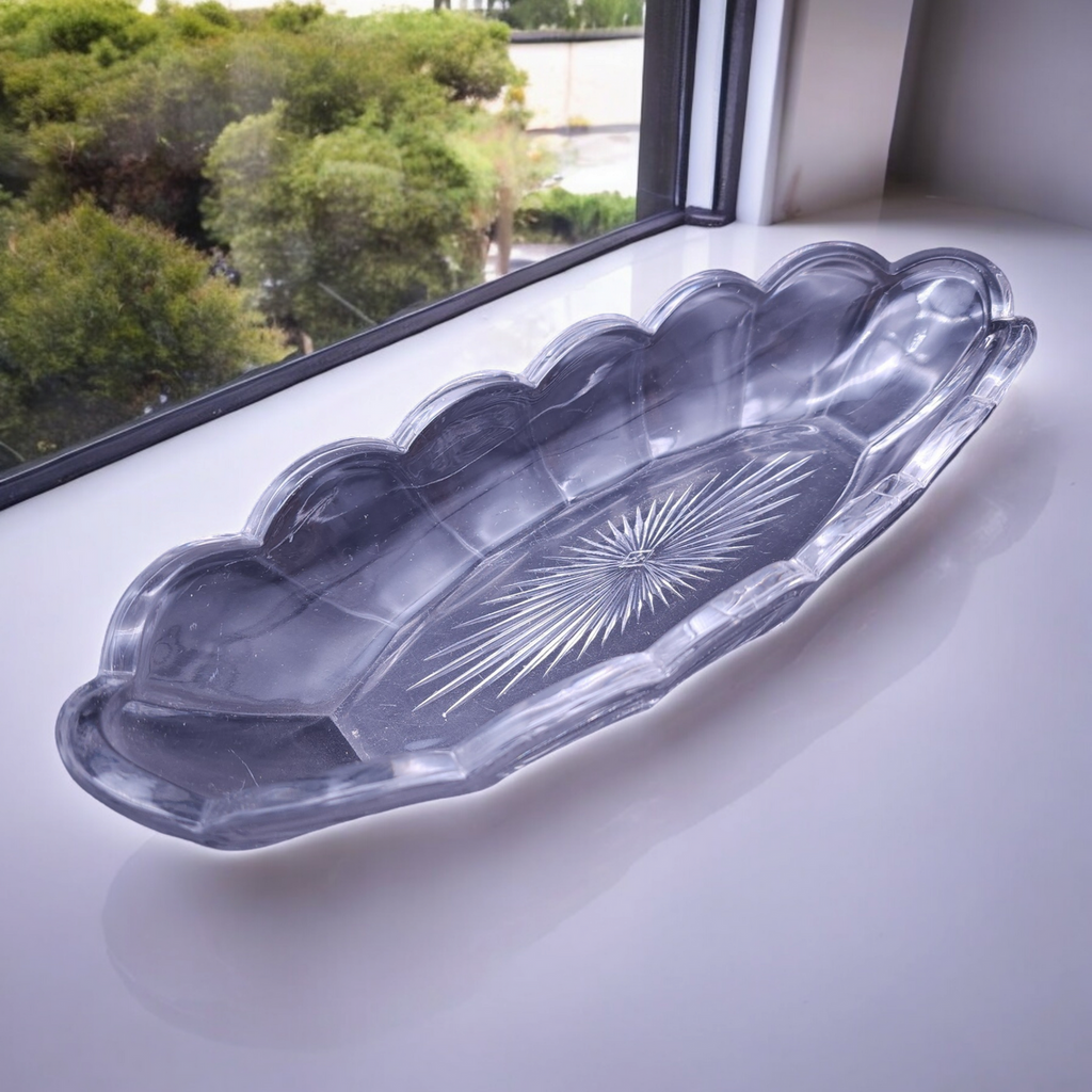 12" Heisey Colonial Panel Clear Pickle Dish