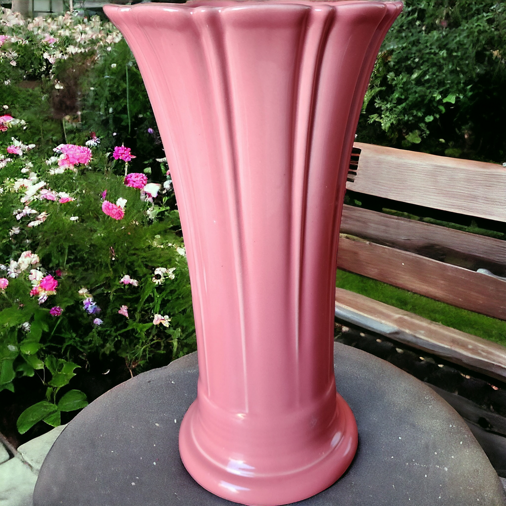 9" Homer Laughlin Fiesta Flamingo Flared Vase Damaged