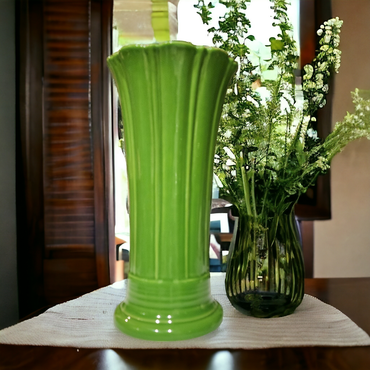 9" Homer Laughlin Fiesta Shamrock Green Flared Vase