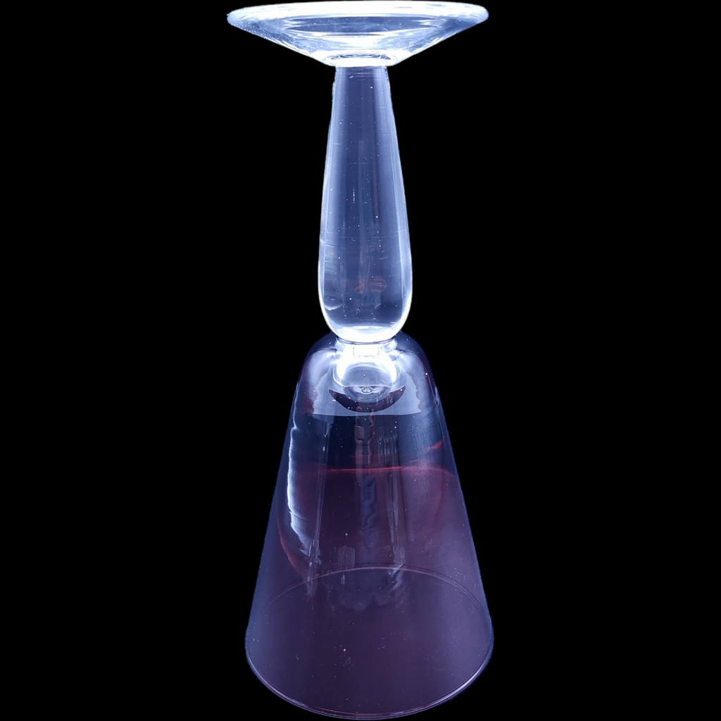9" Krosno Amethyst Crystall Clear Stem Hand Blown Bubble Large Wine Water Goblet Poland