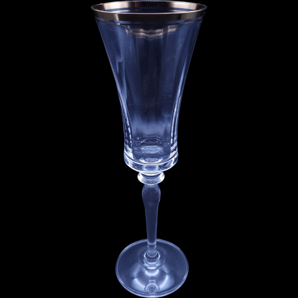 9" Mikasa Jamestown Clear Gold Trim Fluted Champagne Glass