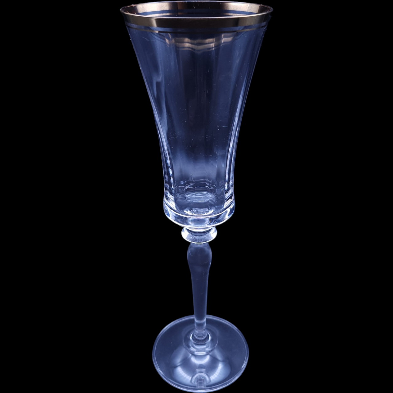 9" Mikasa Jamestown Clear Gold Trim Fluted Champagne Glass