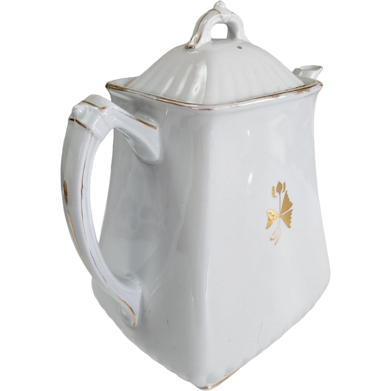 9" Powell Bishop & Stonier Royal Ironstone Tea Leaf Center And Gold Trim Farmhouse Coffeepot Teapot
