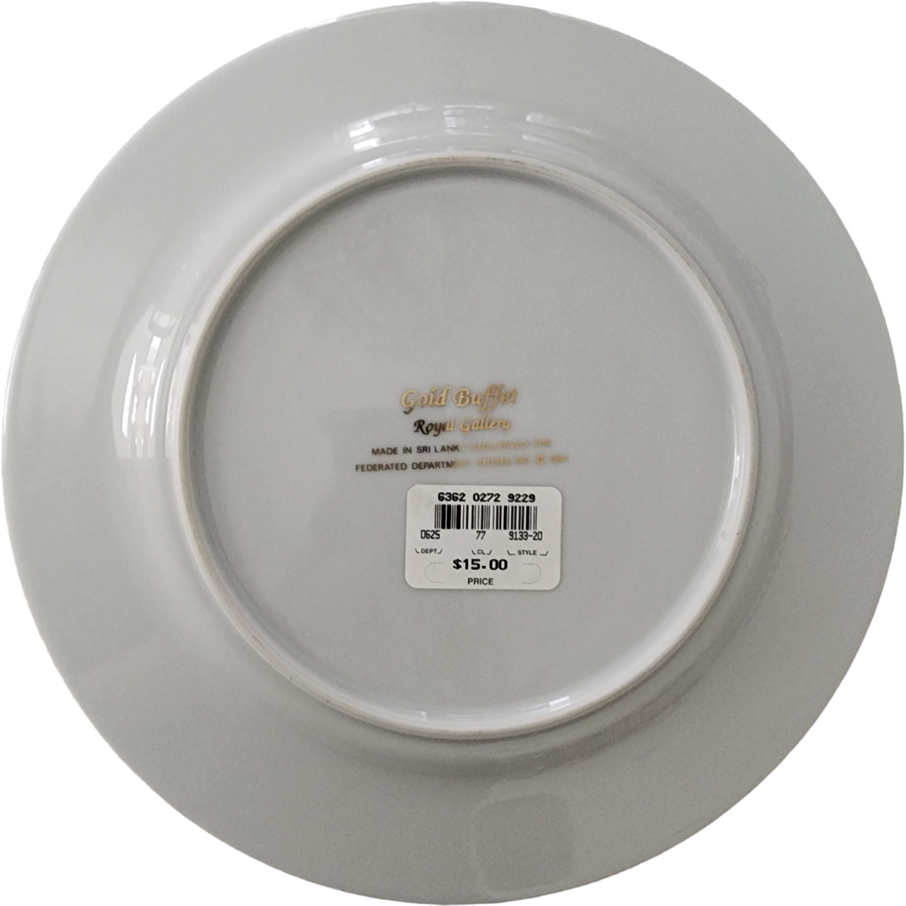 9" Royal Gallery Gold Buffet Dinner Plate