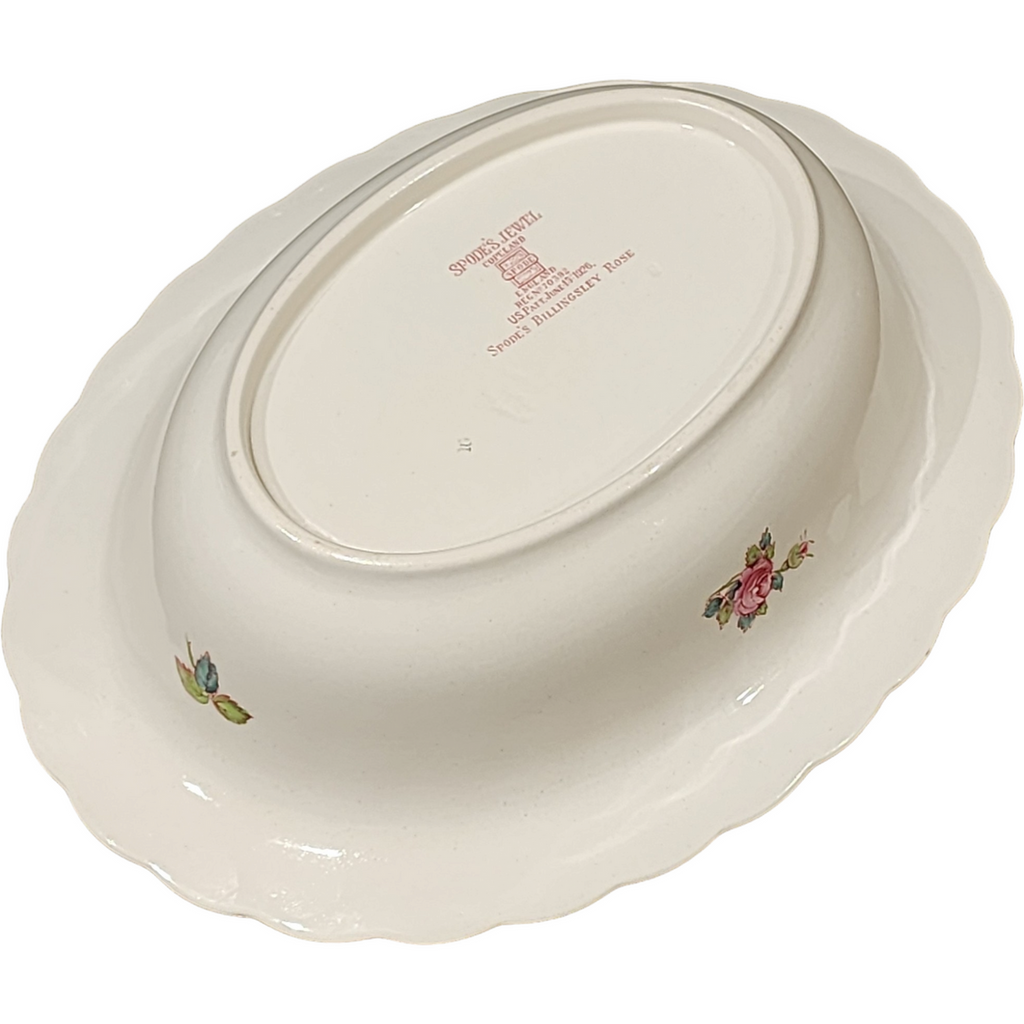 9" Spode Jewel Billingsley Rose Pink Oval Vegetable Bowl