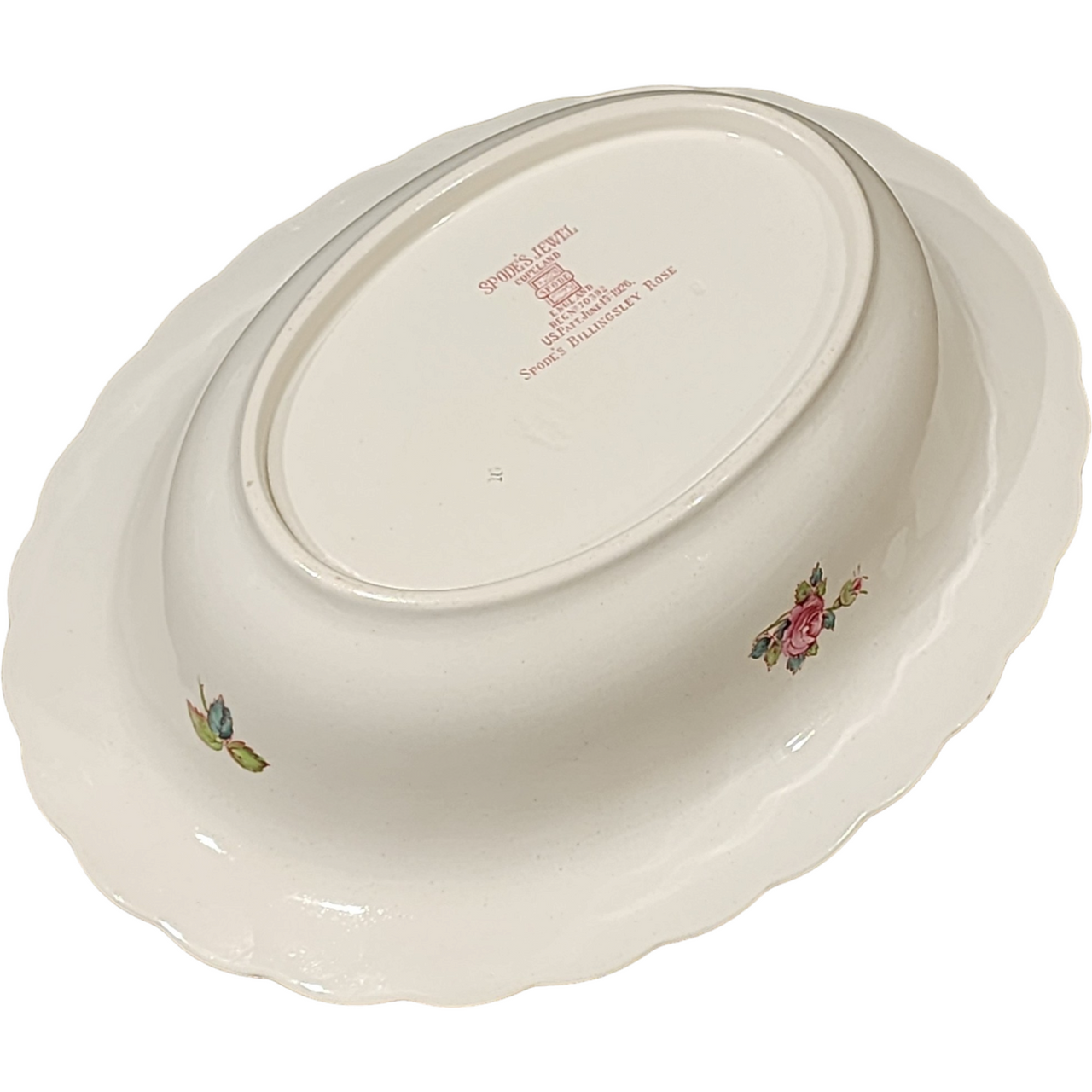 9" Spode Jewel Billingsley Rose Pink Oval Vegetable Bowl