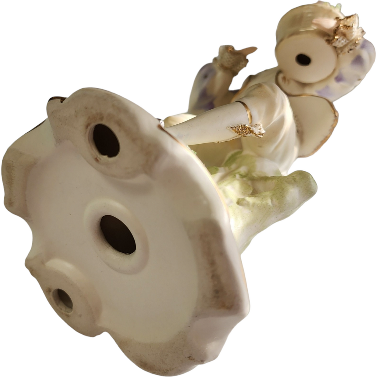 9" Wales Flower Boy Lace Porcelain Figurine Japan