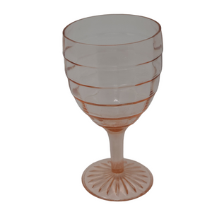 9 oz Anchor Hocking Block Optic Pink Depression Glass Water Goblet