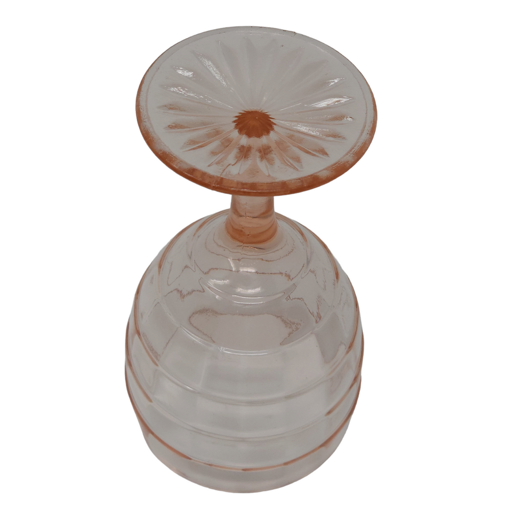 9 oz Anchor Hocking Block Optic Pink Depression Glass Water Goblet