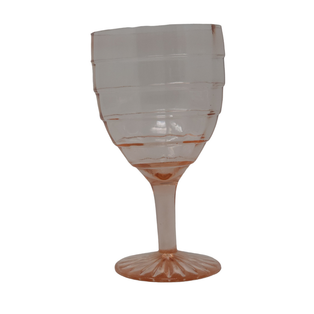 9 oz Anchor Hocking Block Optic Pink Depression Glass Water Goblet