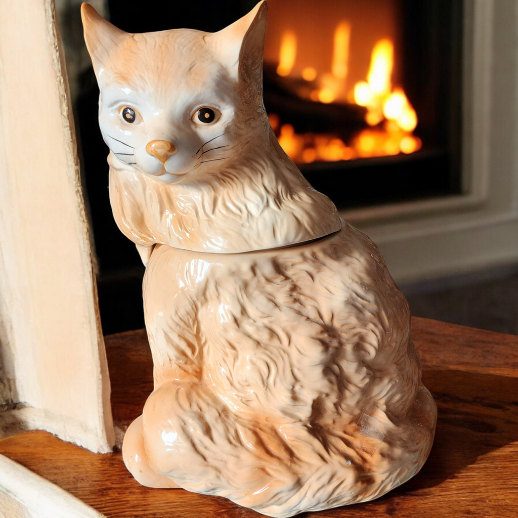 AMC Earthenware Cat Kitten Cookie Jar with Light Activated Sound