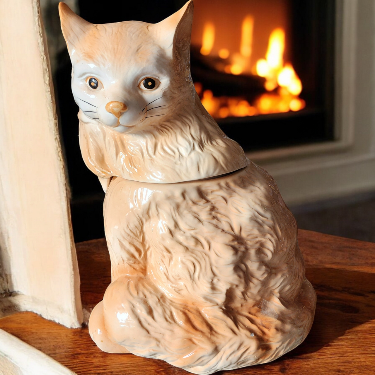 AMC Earthenware Cat Kitten Cookie Jar with Light Activated Sound