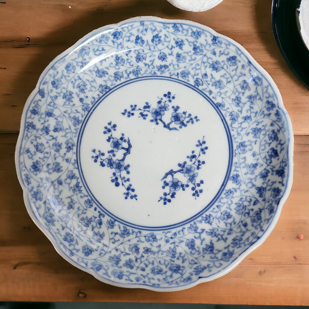A 17th Century Japanese Blue and White Porcelain Dish Kakiemon Kilns Japan