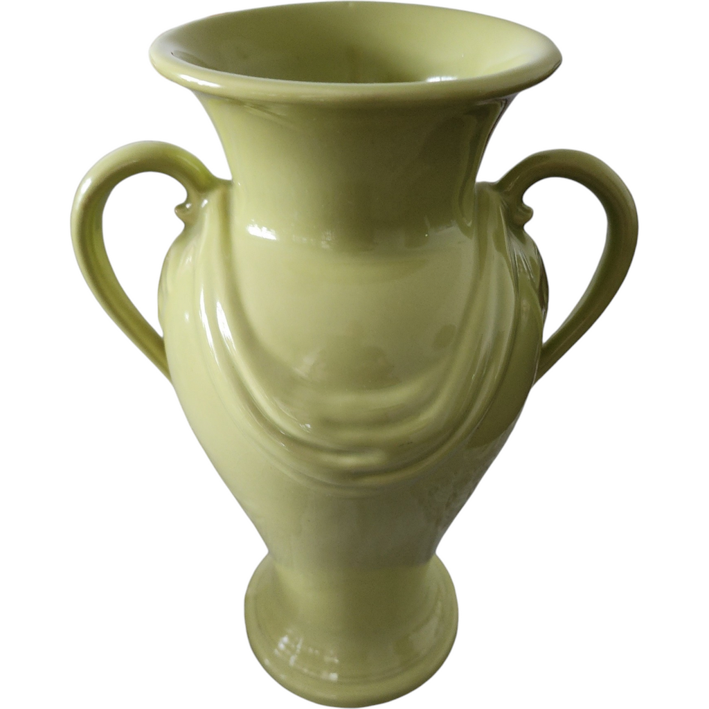 Abingdon Pottery Tall Green Double Handled Urn Vase