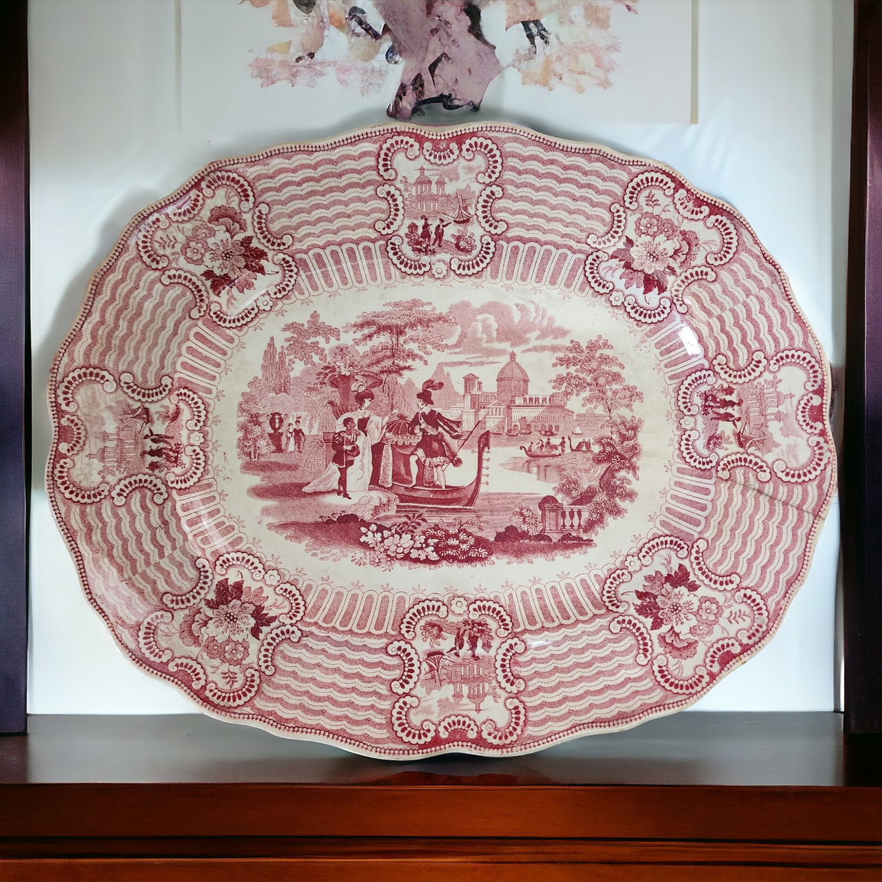 Adams China Bologna Staffordshire Red and White Transferware Platter