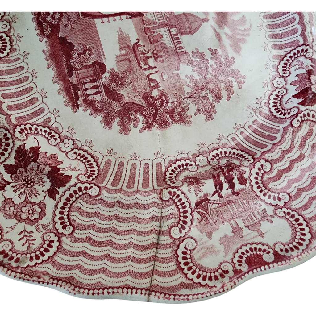 Adams China Bologna Staffordshire Red and White Transferware Platter