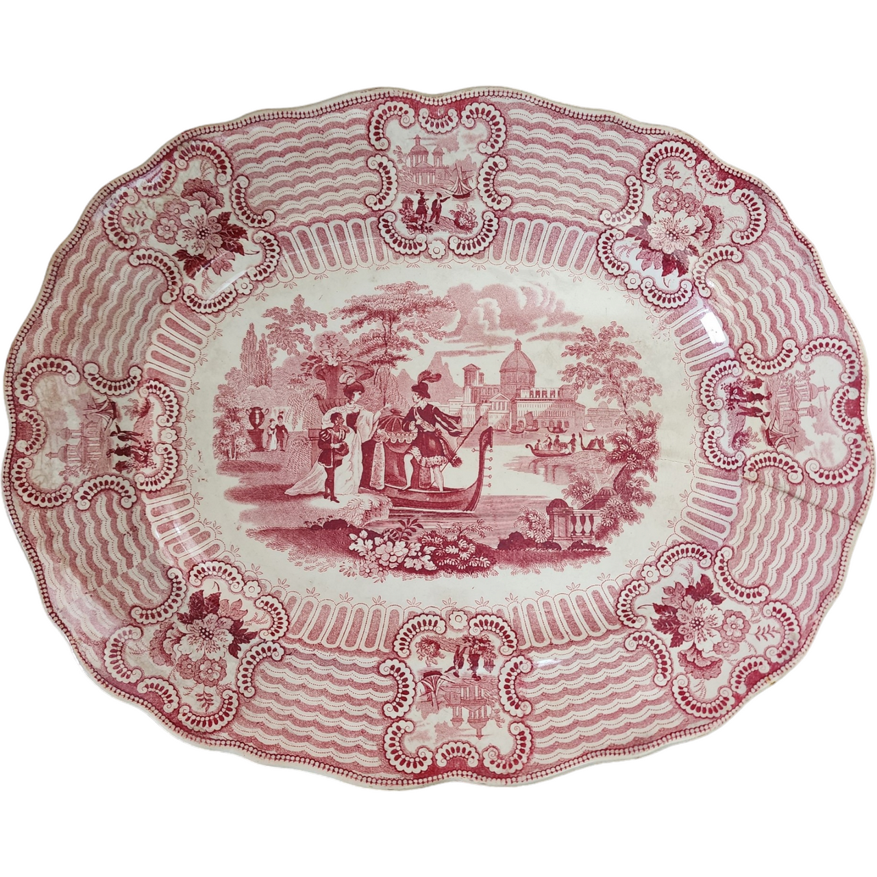 Adams China Bologna Staffordshire Red and White Transferware Platter