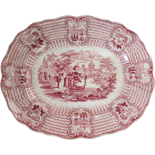 Adams China Bologna Staffordshire Red and White Transferware Platter